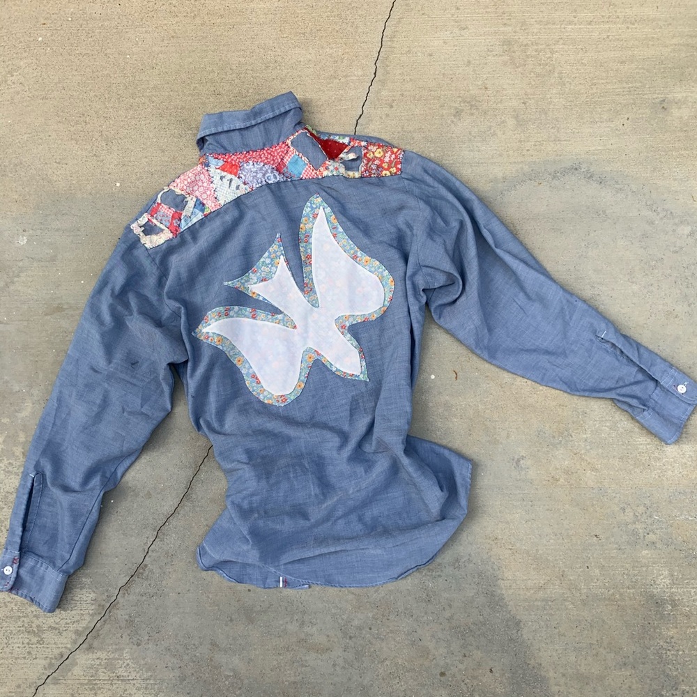 Vintage Big Mac Patch Dove Chambray Button Down